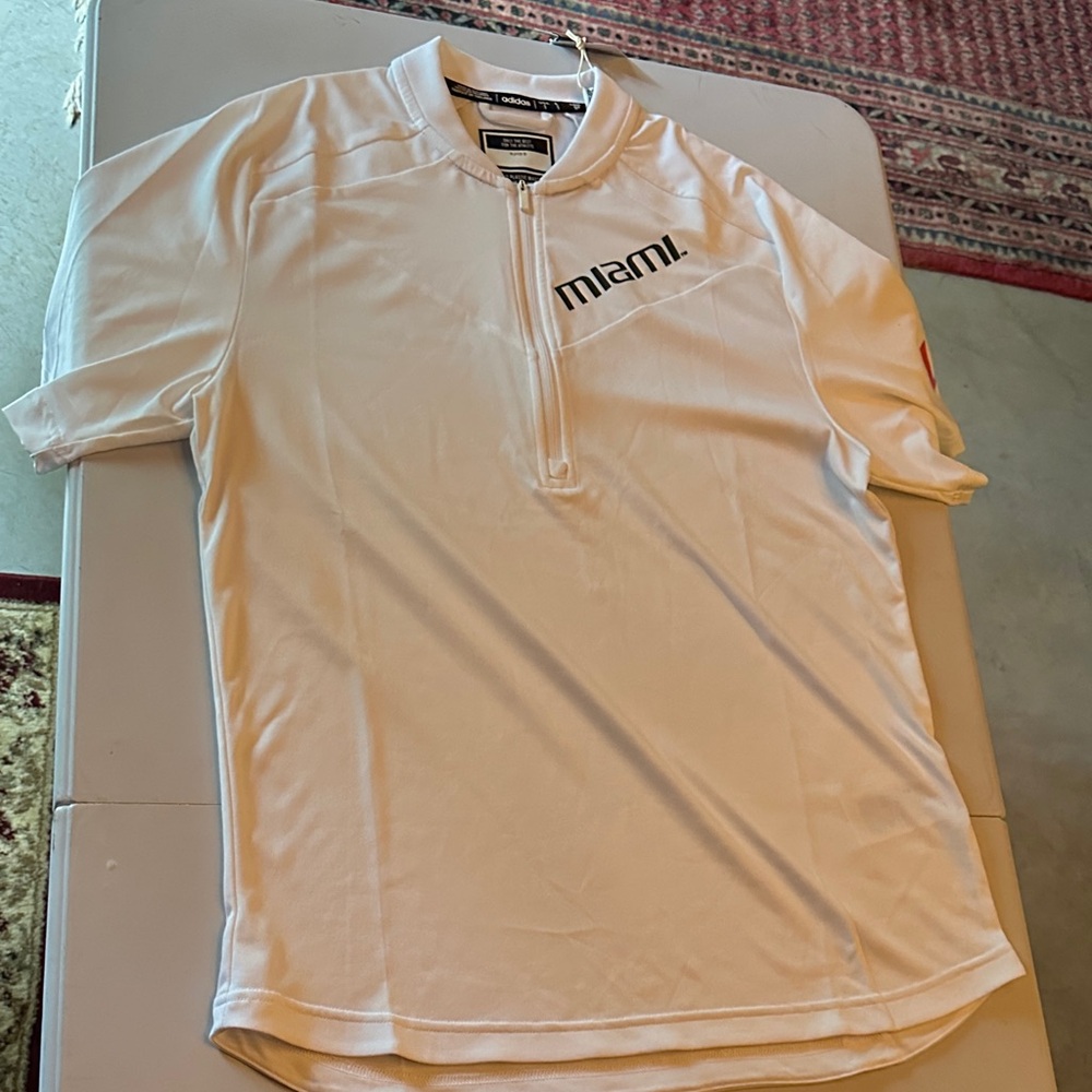adidas White University of Miami Polo Shirt